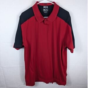 Adidas Climalite Polo Shirt Large Red Black Colorblock Golf Performance Athletic